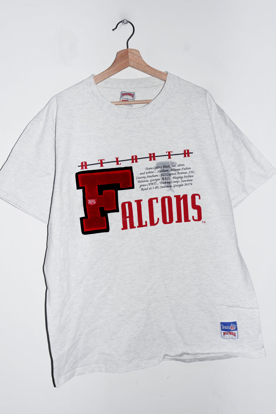Vintage 90s NFL Atlanta Falcons Chenille Patch Graphic Thick Tee (L)