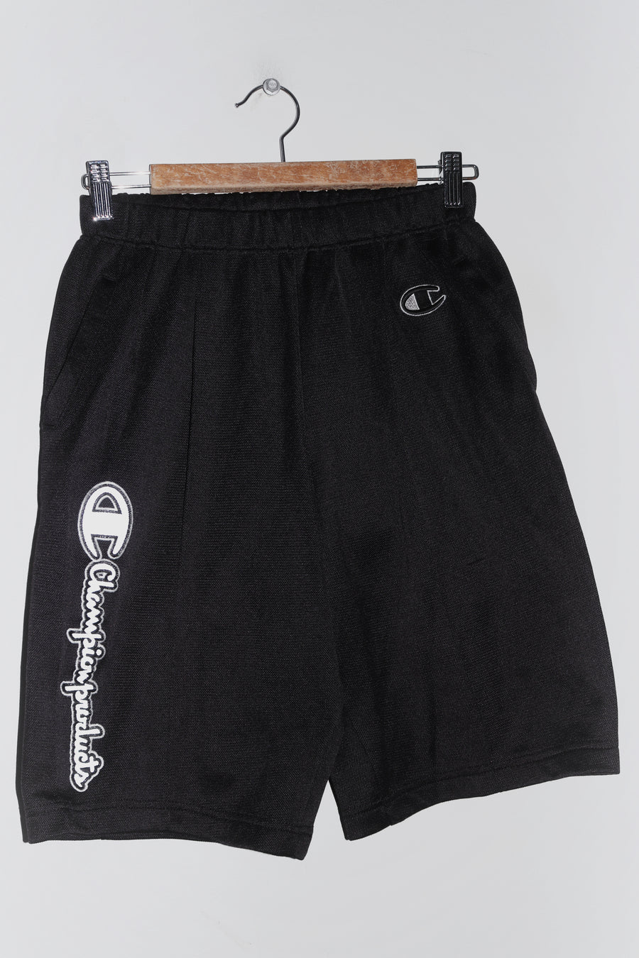 Vintage Champion High Reflective Logo Black Track Shorts (28-30/8-10)
