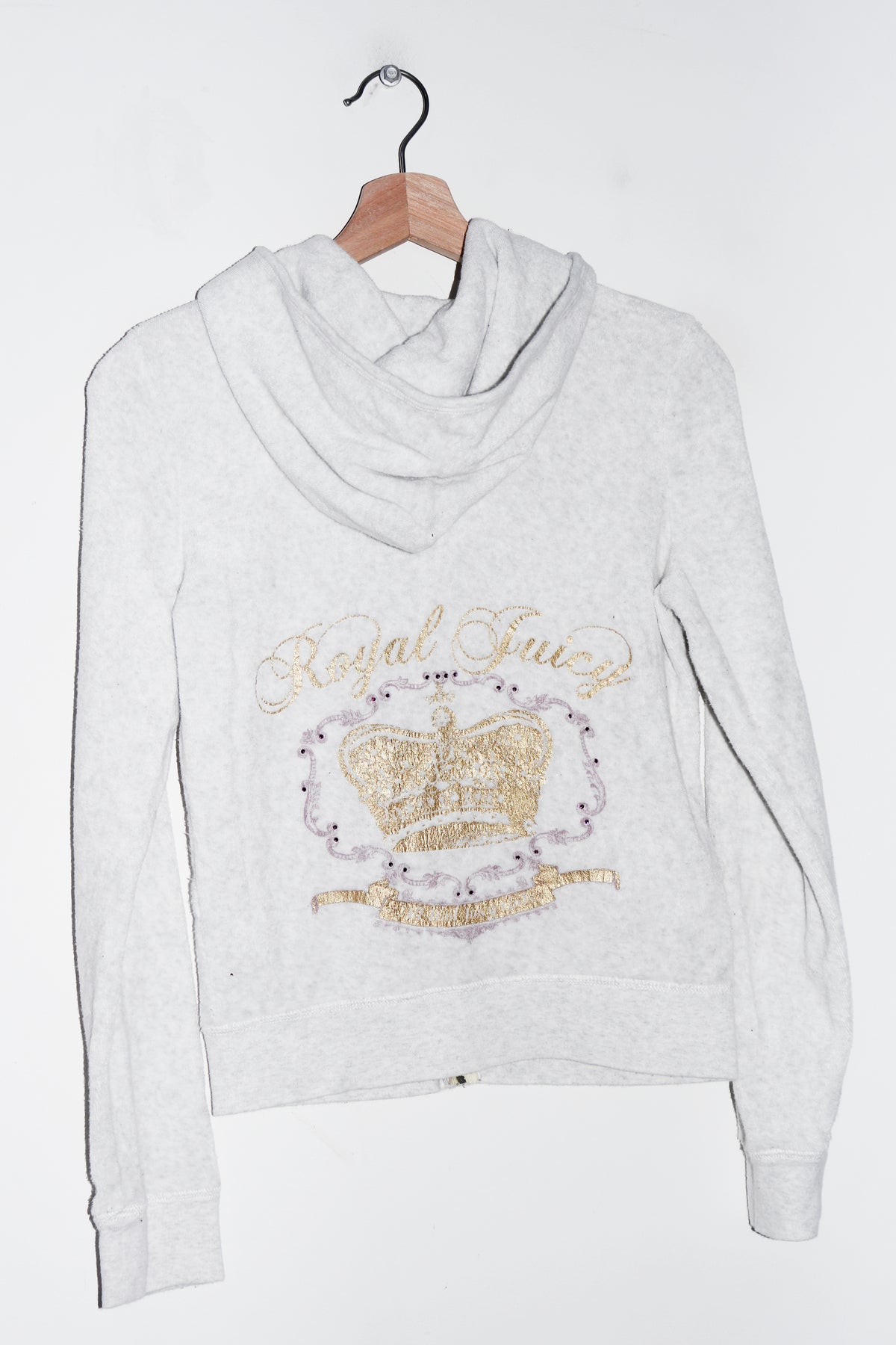 Juicy Couture Royal Graphic Velour Hooded Zip Up Jacket (S-M)
