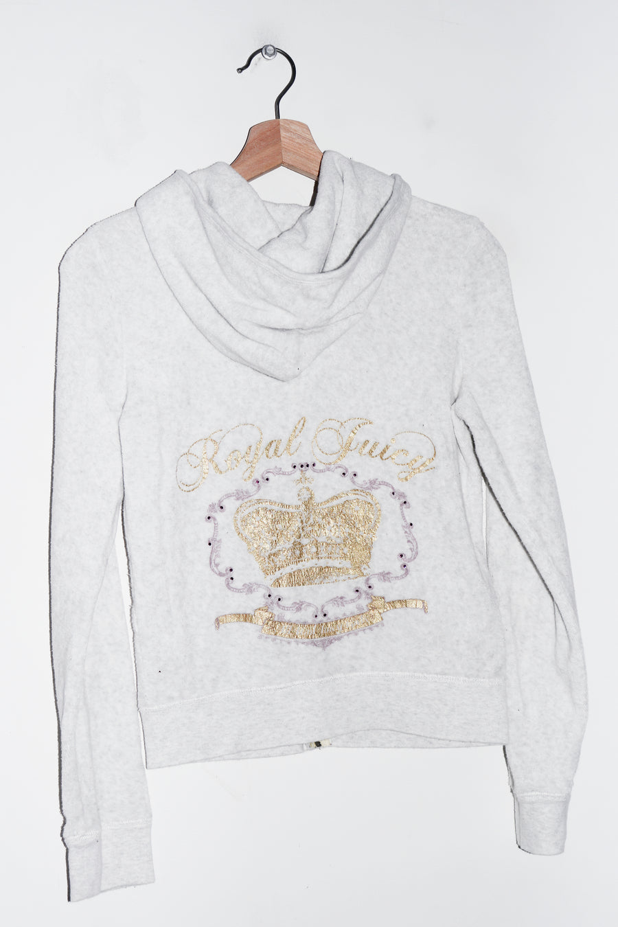 Juicy Couture Royal Graphic Velour Hooded Zip Up Jacket (S-M)
