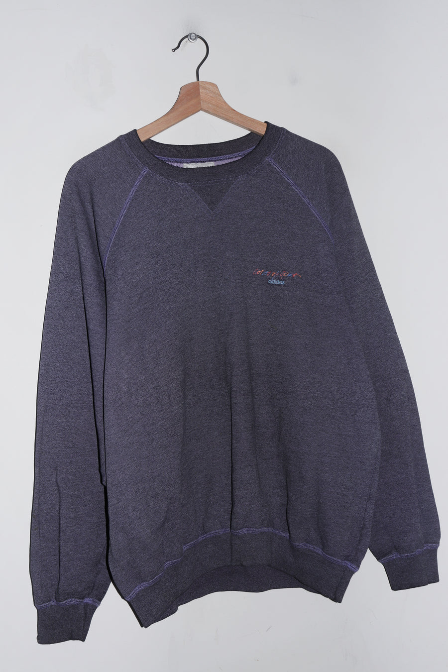 Vintage 80s Adidas Colours Embroidered Logo Raglan Midweight Sweatshirt (L)