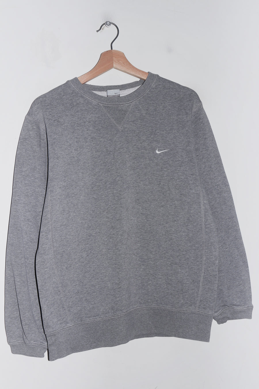 Vintage Nike Embroidered Mini Swoosh Thick Grey Sweatshirt (M)