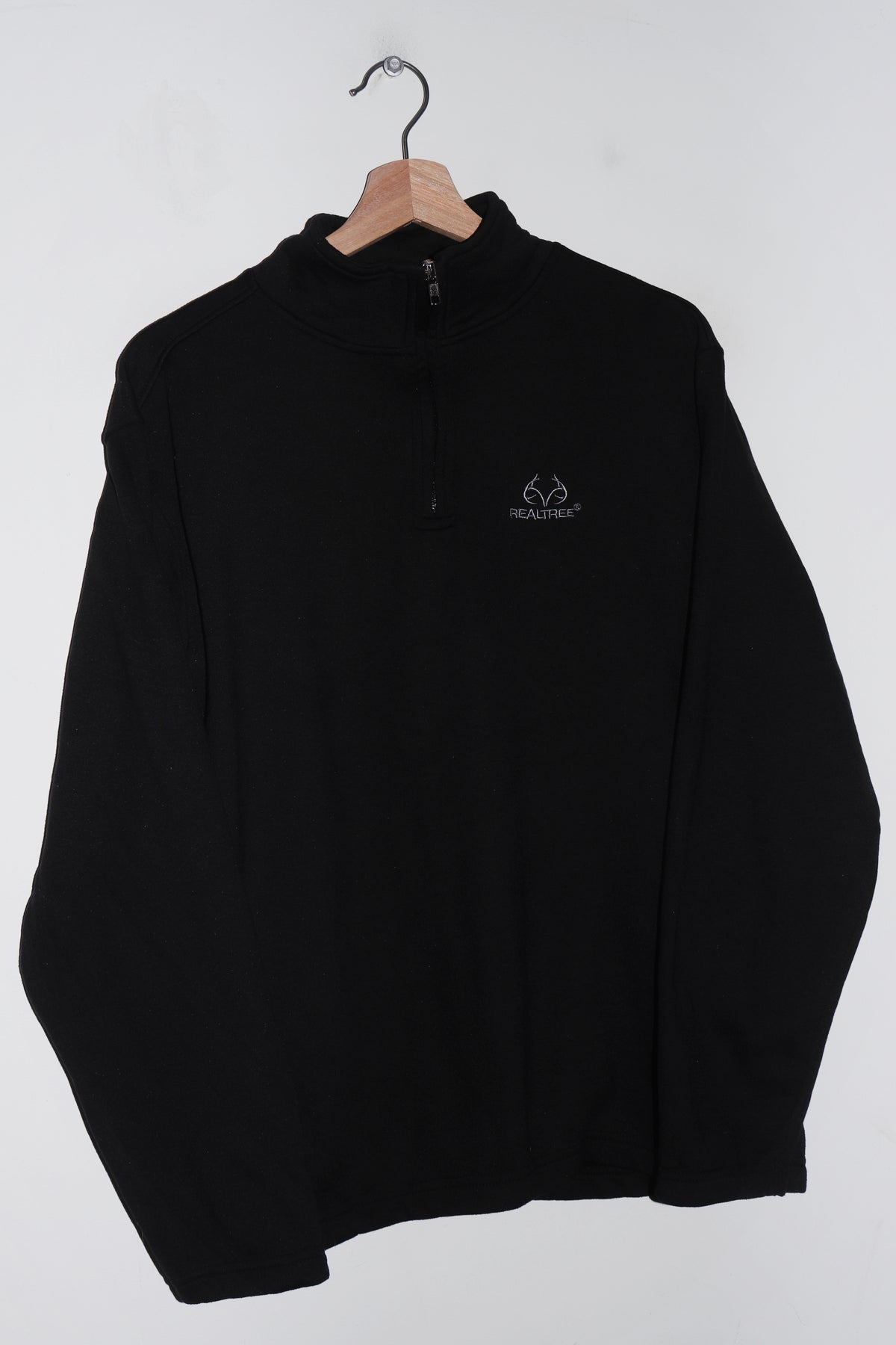 Real Tree Embroidered Logo Black Quarter Zip Jumper (M)