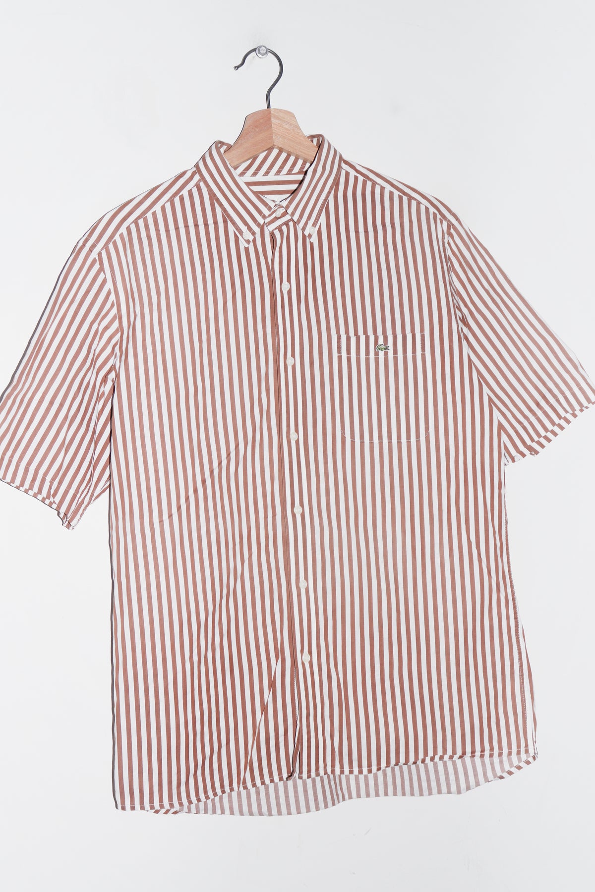 Lacoste Embroidered Logo Striped Short Sleeve Shirt (M)