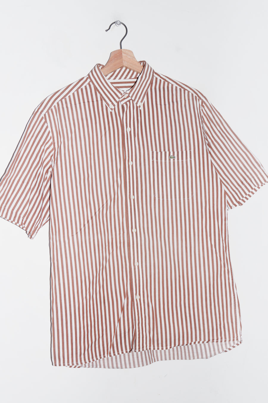 Lacoste Embroidered Logo Striped Short Sleeve Shirt (M)