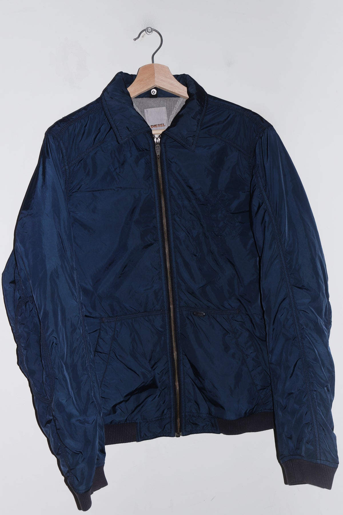 Diesel Embroidered Graphic Navy Collared Outerwear Jacket (M)