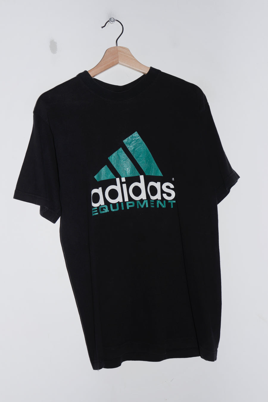 Vintage 90s Adidas Equipment Graphic Faded Black Tee (S-M/M)