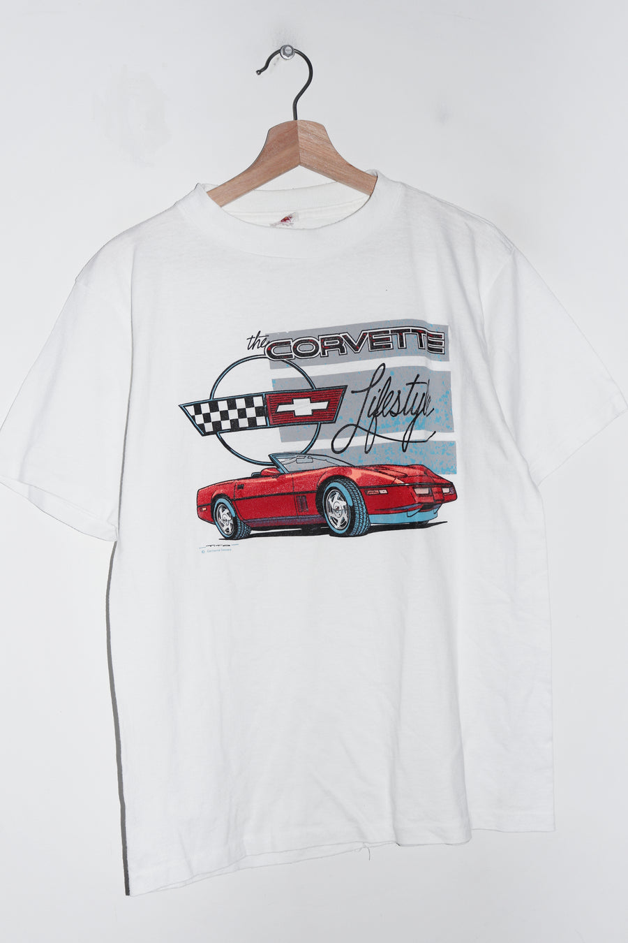 Vintage 80s Corvette Lifestyle White Graphic Tee (M)