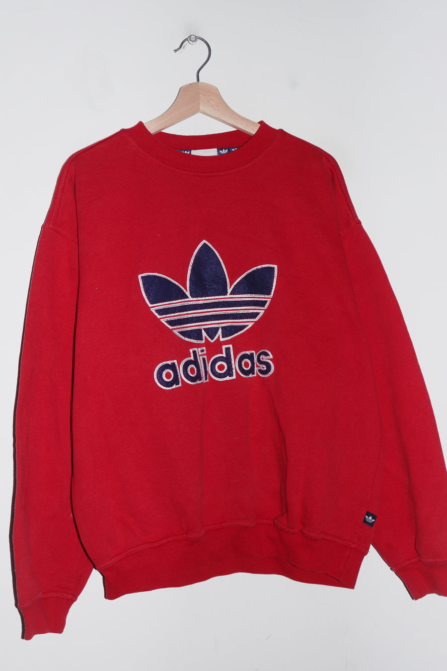 Vintage 80s Adidas Embroidered Trefoil Graphic Sweatshirt (L)