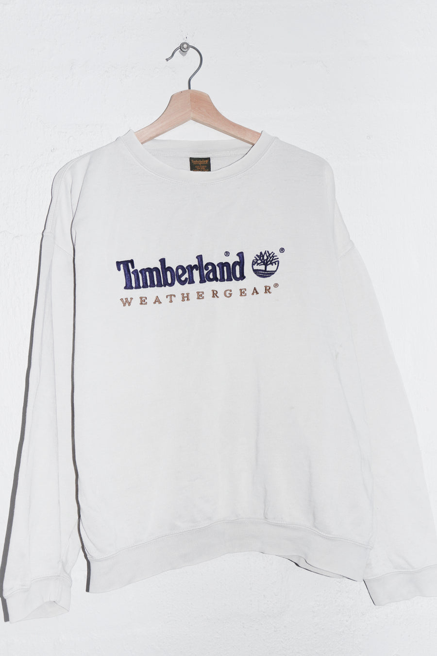 Vintage Timberland Embroidered Graphic White Sweatshirt (M-L)