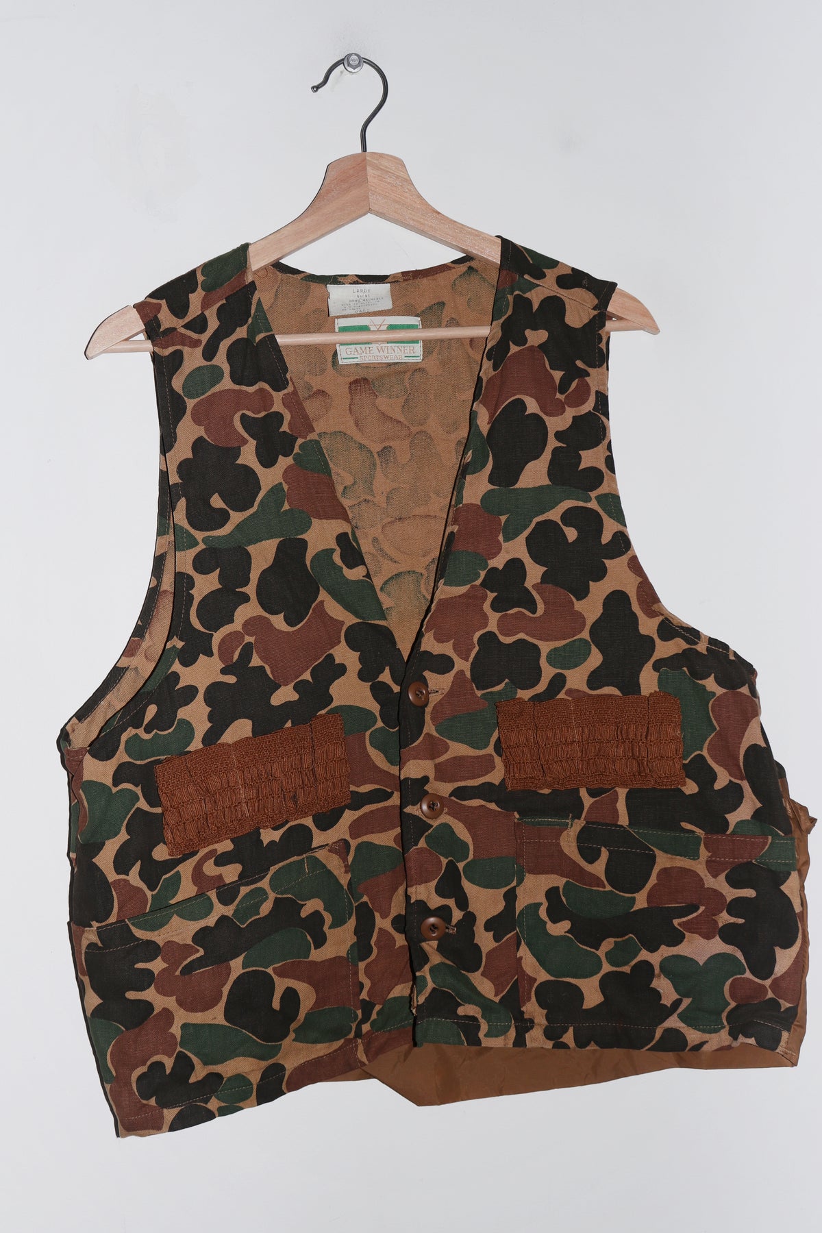 Vintage 80s Full Print Camo Cargo Pocket Outerwear Vest (M)