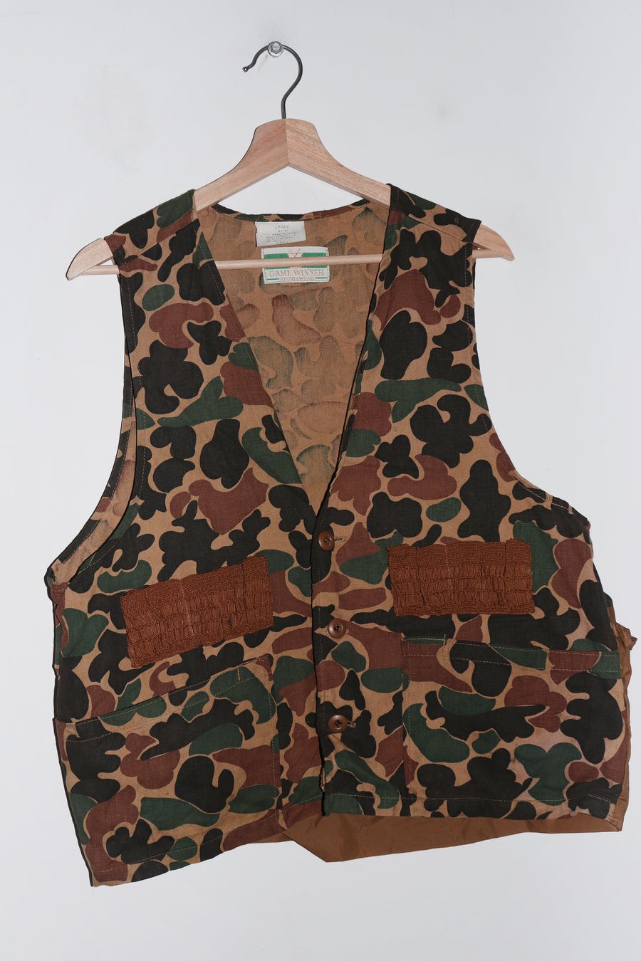 Vintage 80s Full Print Camo Cargo Pocket Outerwear Vest (M)