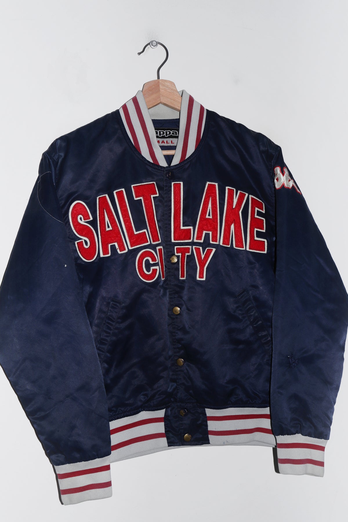 Vintage Kappa Salt Lake City Spellout Satin Varsity Jacket (S-M/M)