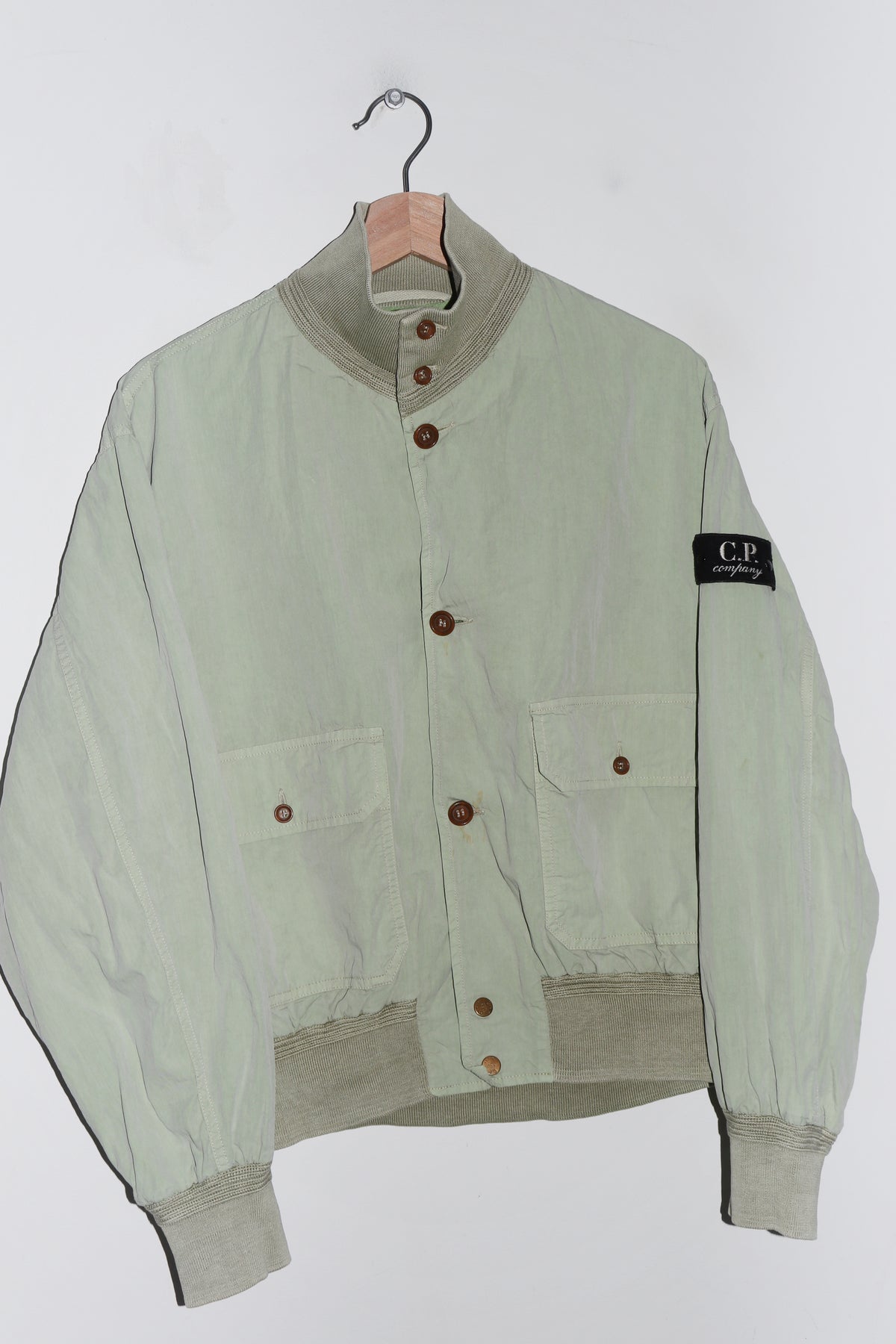 Vintage 80s CP Company Badge Logo Green Cotton Bomber Jacket (Rare) (S/S-M)