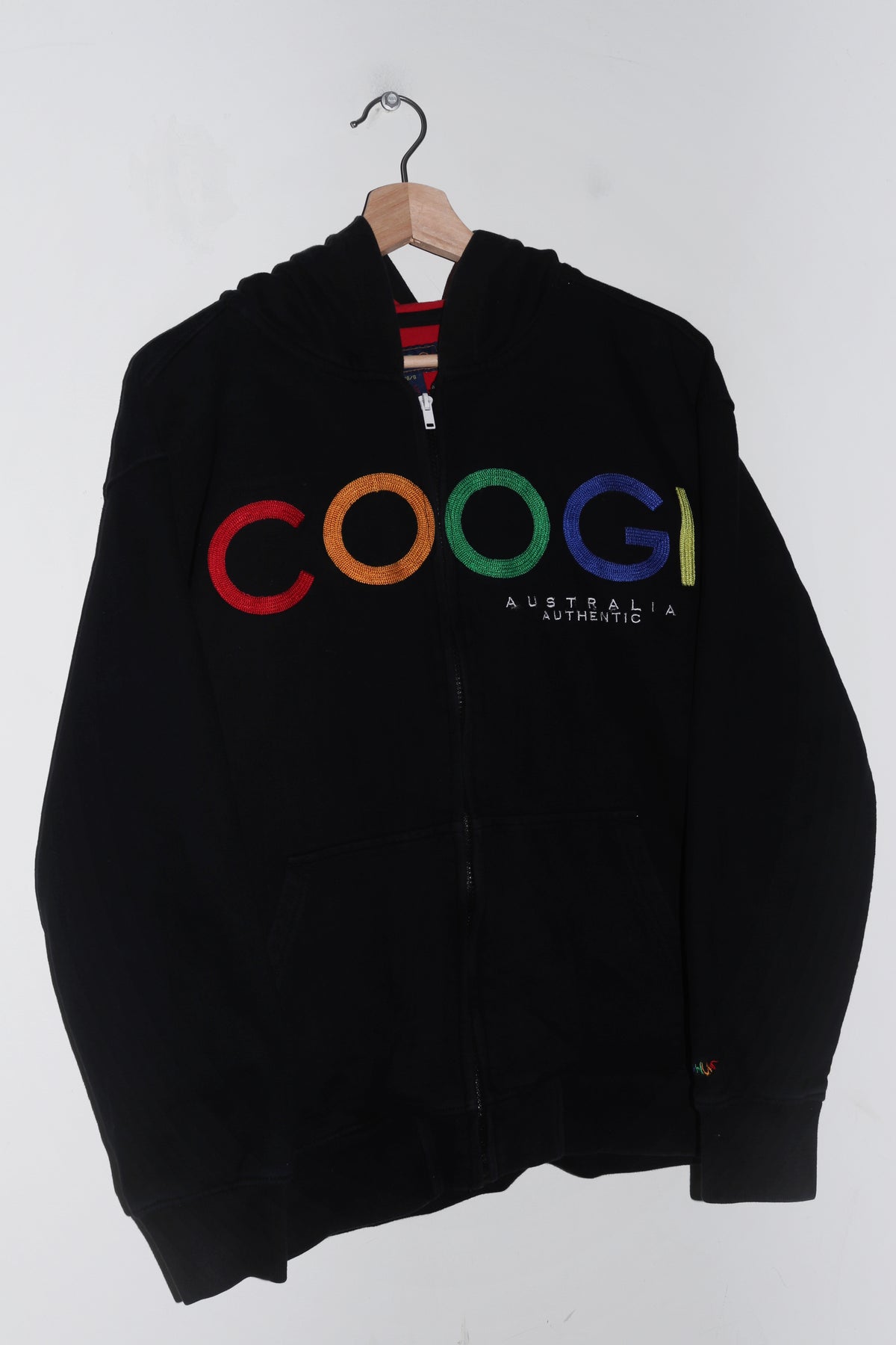 Old School Coogi Australia Embroidered Spellout Thick Cotton Hooded Jacket (M-L)
