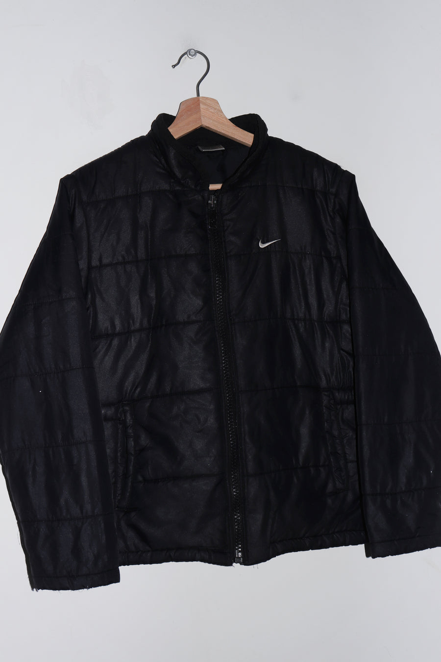 Vintage Nike Embroidered Mini Swoosh Black Insulated Down Puffer Jacket (M)
