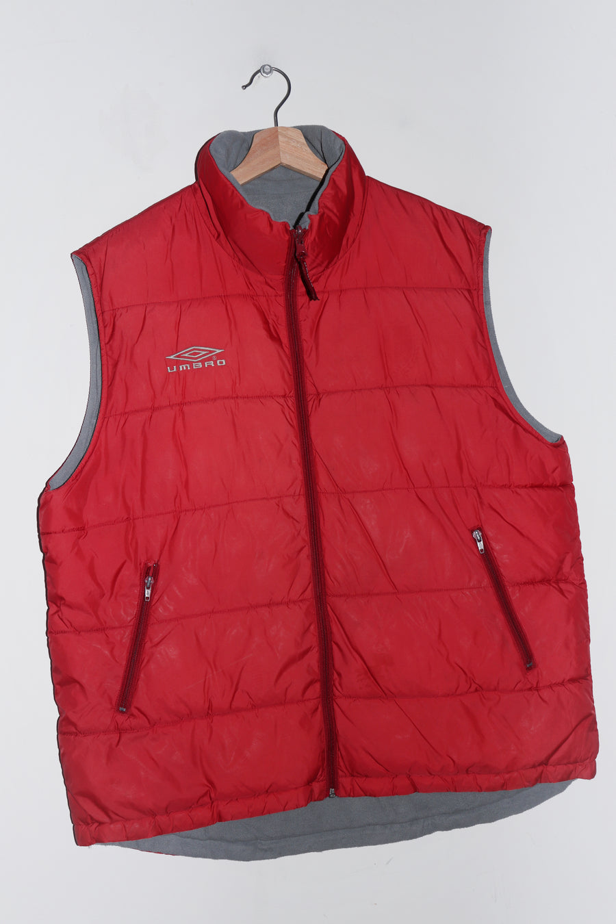 Vintage Umbro Football Duck Down / Fleece Thick Reversible Puffer Vest (L-XL)
