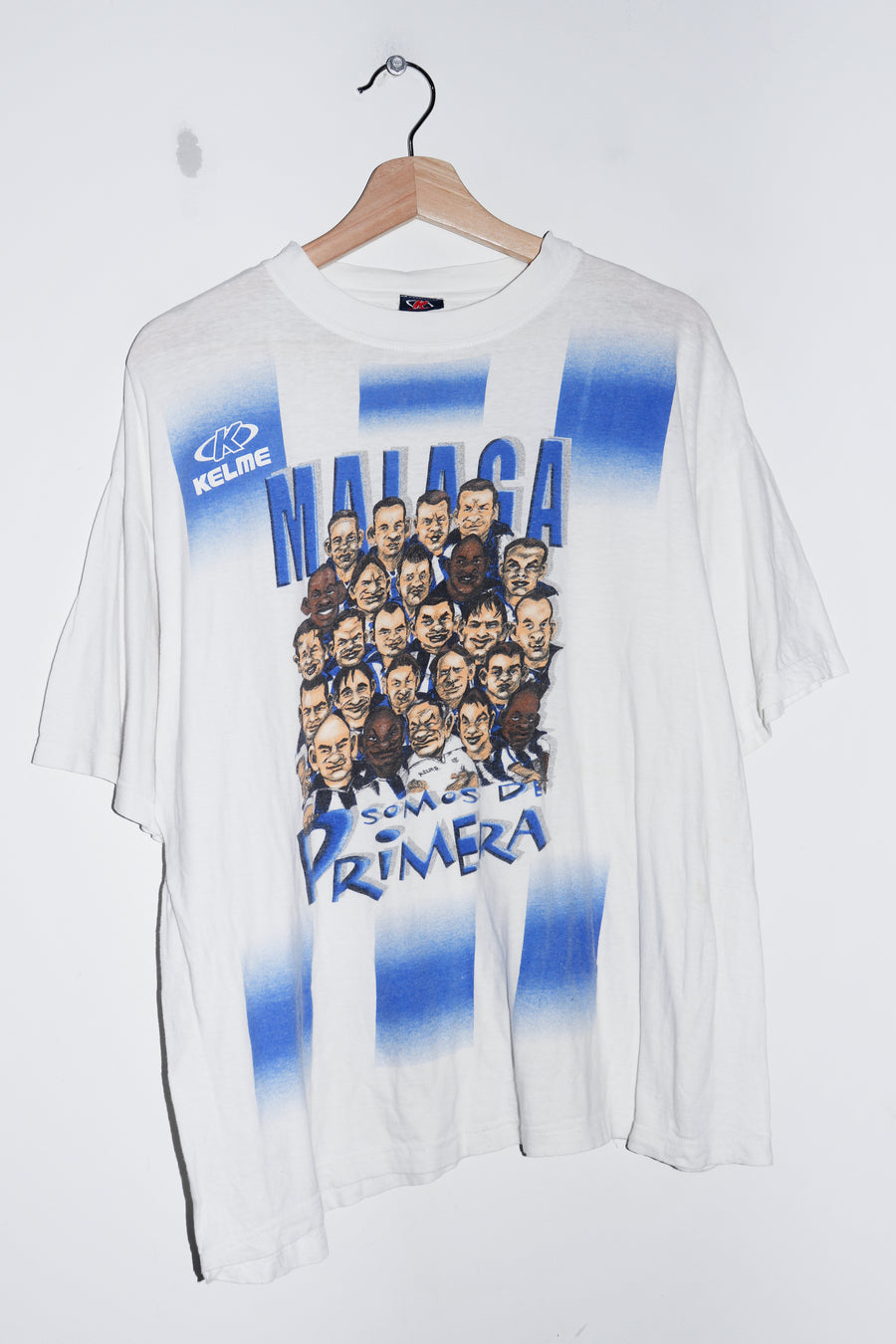 Vintage Kelme Malaga Caricature Football Graphic Tee (M)