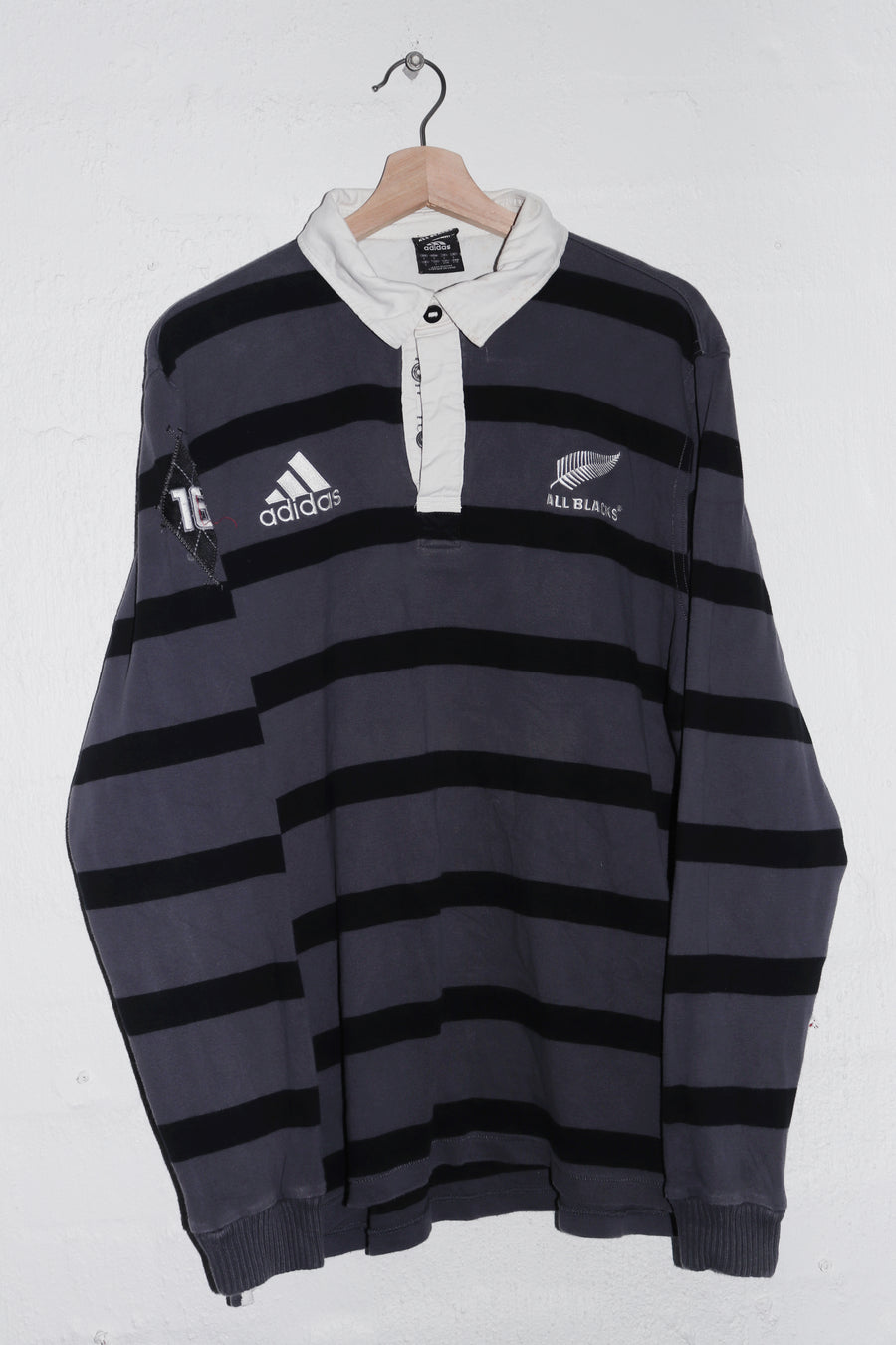 2011 Adidas New Zealand All Blacks Rugby Thick Long Sleeve Jersey (L)
