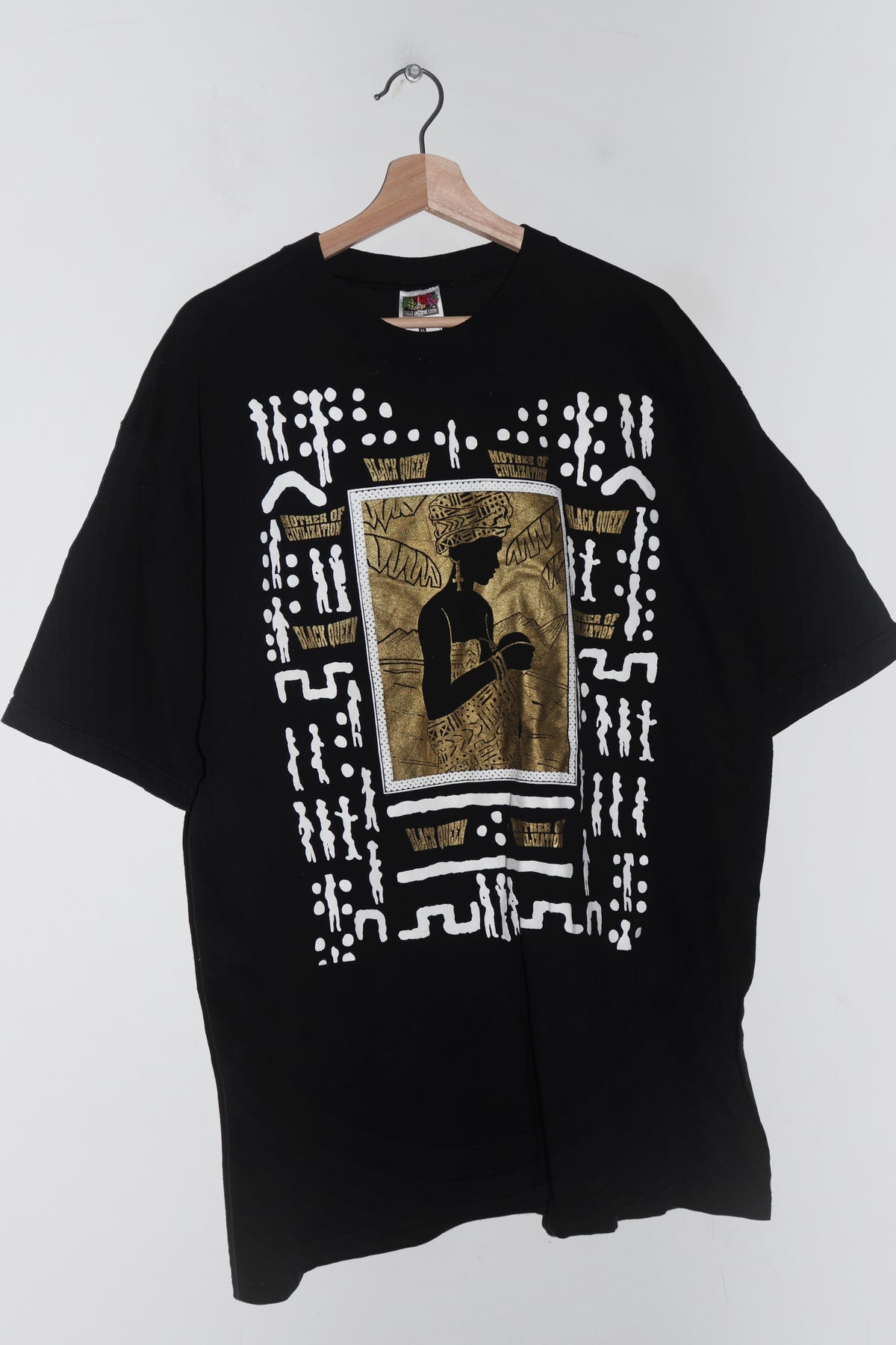 Vintage 90s Black Queen Textured Double Sided Graphic Tee (XL)