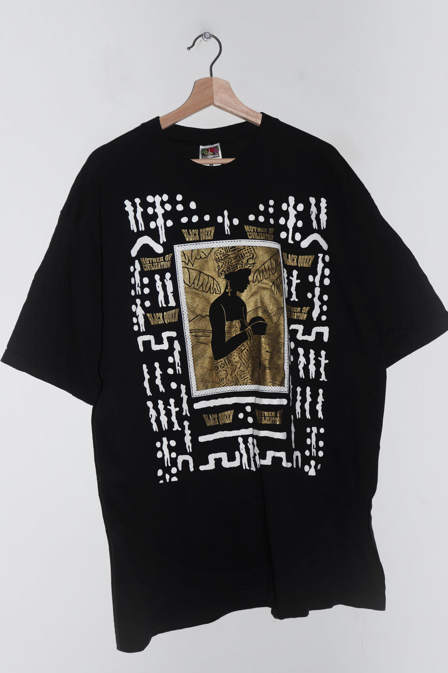 Vintage 90s Black Queen Textured Double Sided Graphic Tee (XL)