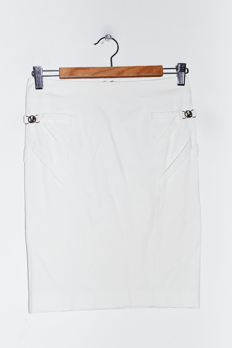 Old School Versace Jeans Gold Metal Logo White Skirt (8)