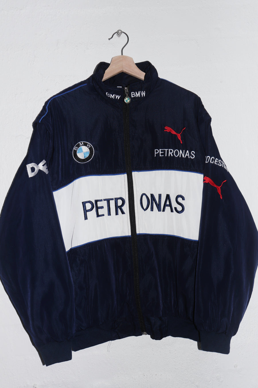 Vintage BMW Embroidered Patches Padded Racing Jacket (Rare) (M-L)