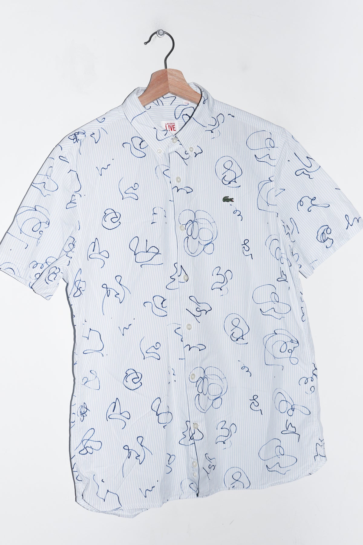 Lacoste Embroidered Logo Full Print Graphic Short Sleeve Shirt (M)