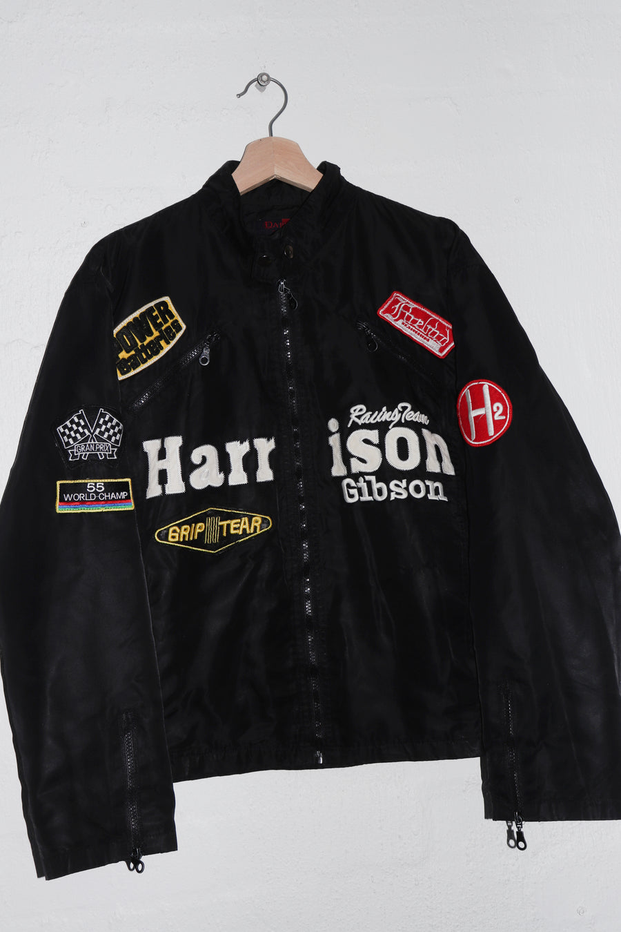 Vintage Racing Embroidered Patches Thick Padded Outerwear Riders Jacket (M)