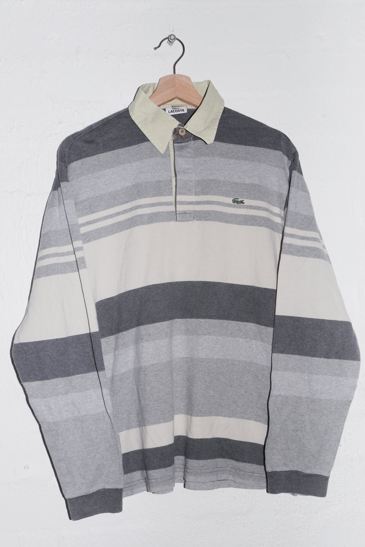 Vintage Lacoste Embroidered Logo Thick Long Sleeve Polo (M)