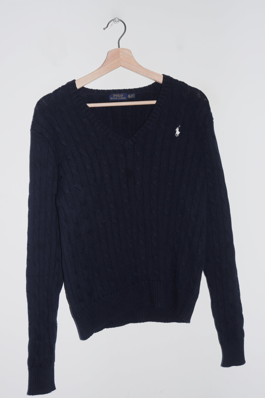 Polo Ralph Lauren Embroidered Logo Navy Cable Knitted Sweater (L)