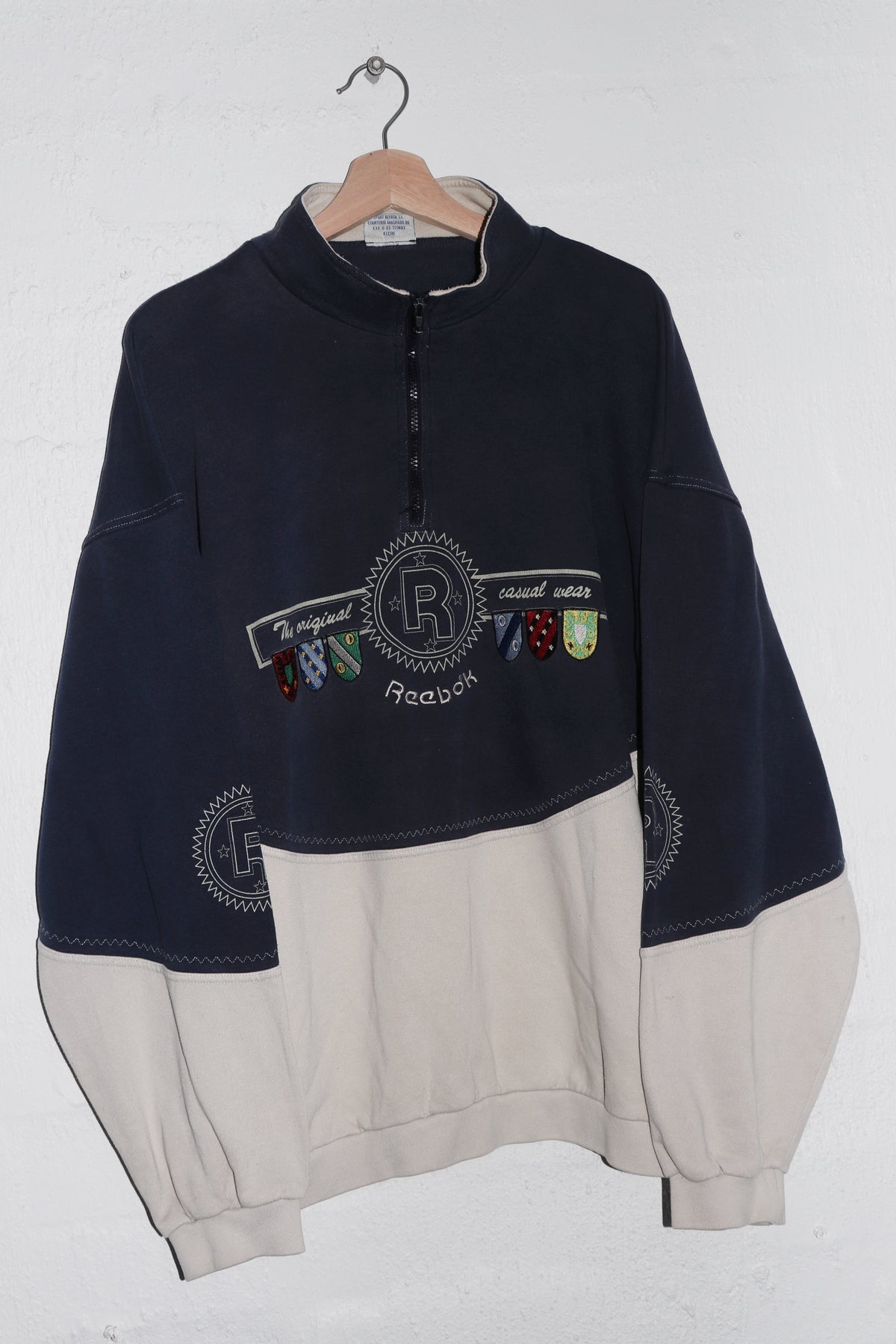 Vintage 90s Reebok Embroidered Graphic Quarter Zip Jumper (L-XL)