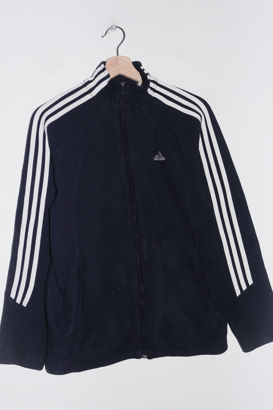Vintage Adidas Embroidered Logo Navy Fleece Jacket (2004) (M-L)