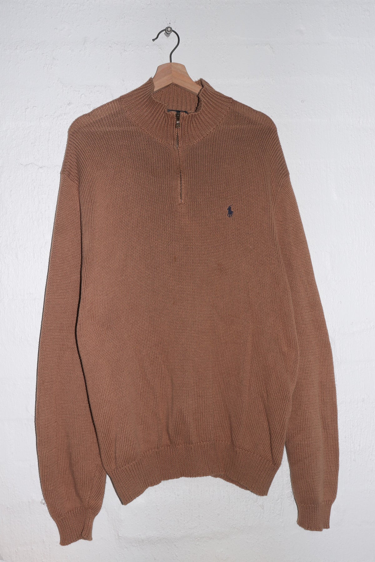 Polo Ralph Lauren Embroidered Logo Thick Quarter Zip Knitted Sweater (L-XL)