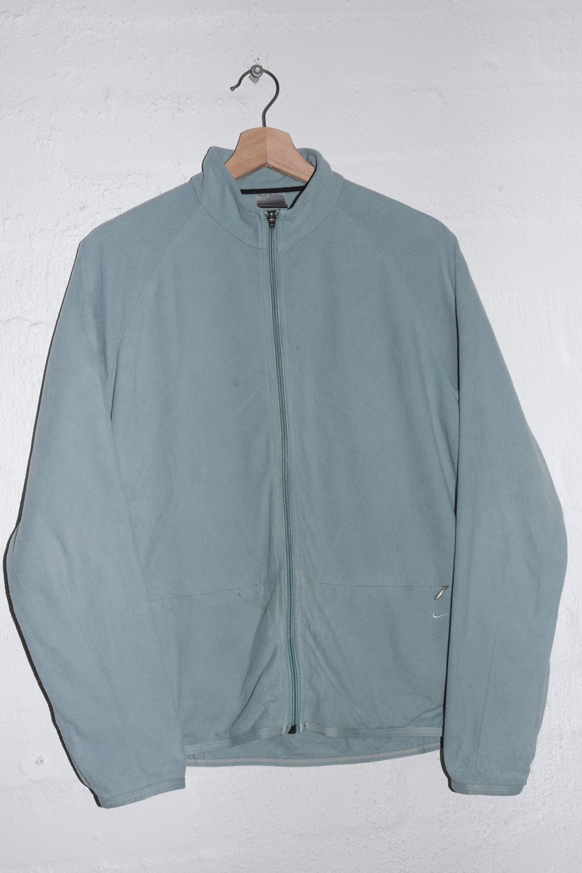 Vintage Nike Embroidered Mini Swoosh Teal Fleece Jacket (M)