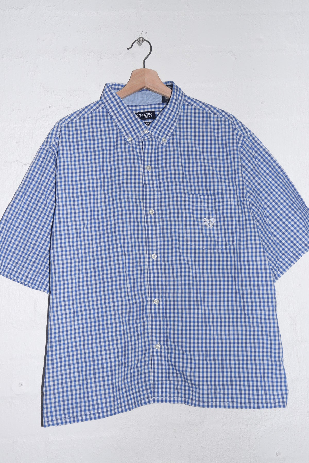Vintage Chaps Ralph Lauren Checkered Cropped Short Sleeve Shirt (L/XL)