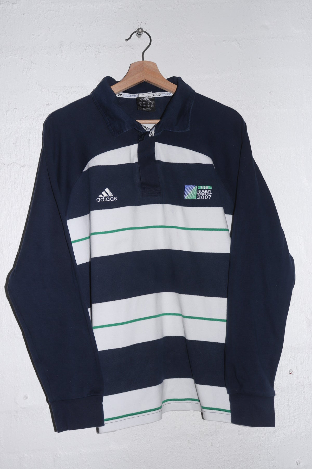 Adidas 2007 Rugby World Cup Thick Long Sleeve Polo Jumper (M-L)
