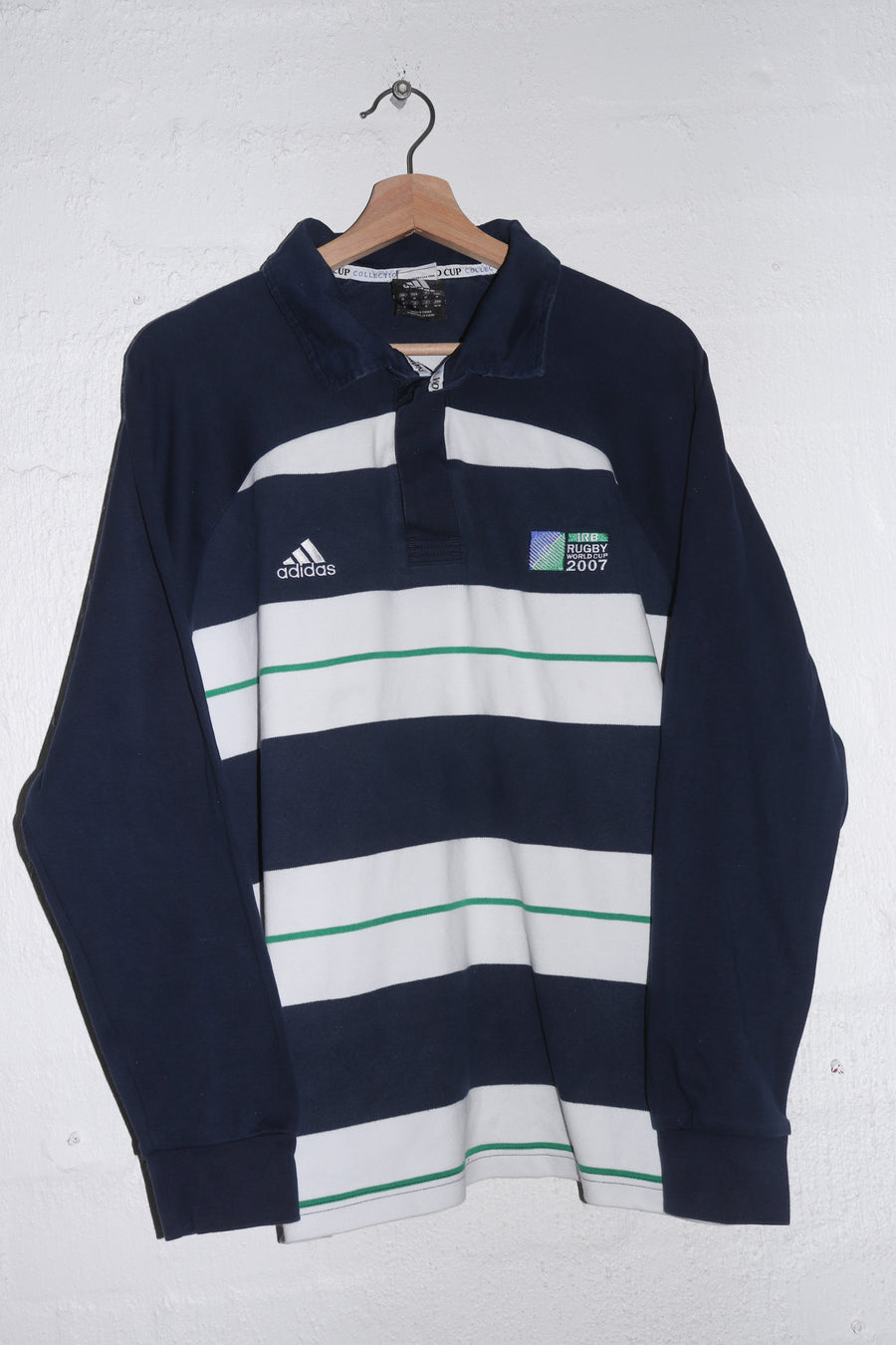 Adidas 2007 Rugby World Cup Thick Long Sleeve Polo Jumper (M-L)