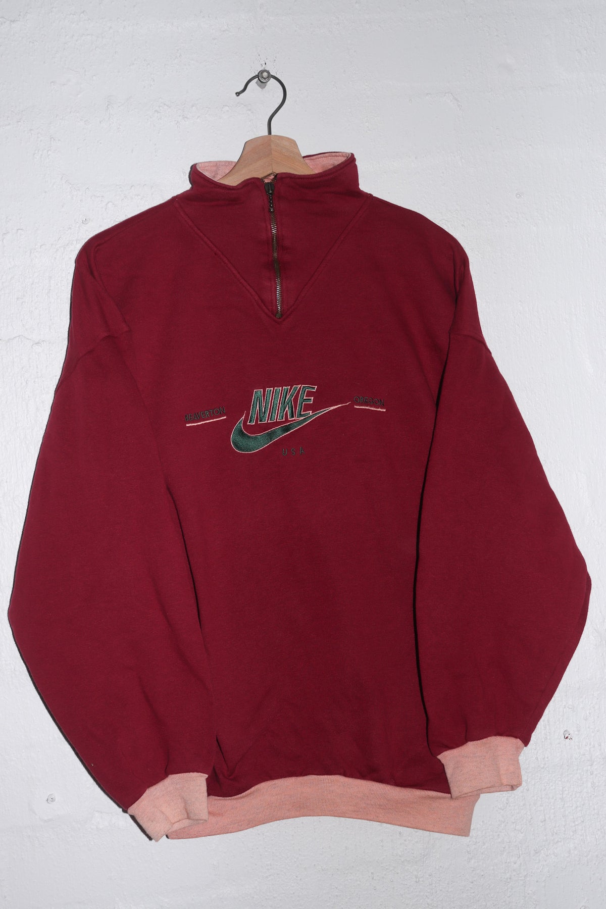 Vintage 80s Nike Embroidered Graphic Quarter Zip Jumper (L)