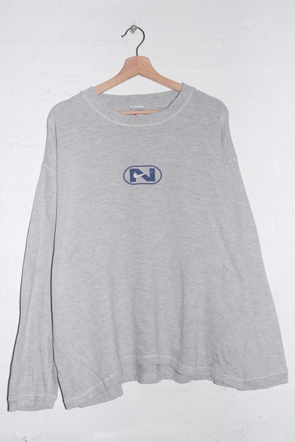 Vintage 90s Nike Centre Swoosh Ribbed Long Sleeve Jumper (XL)