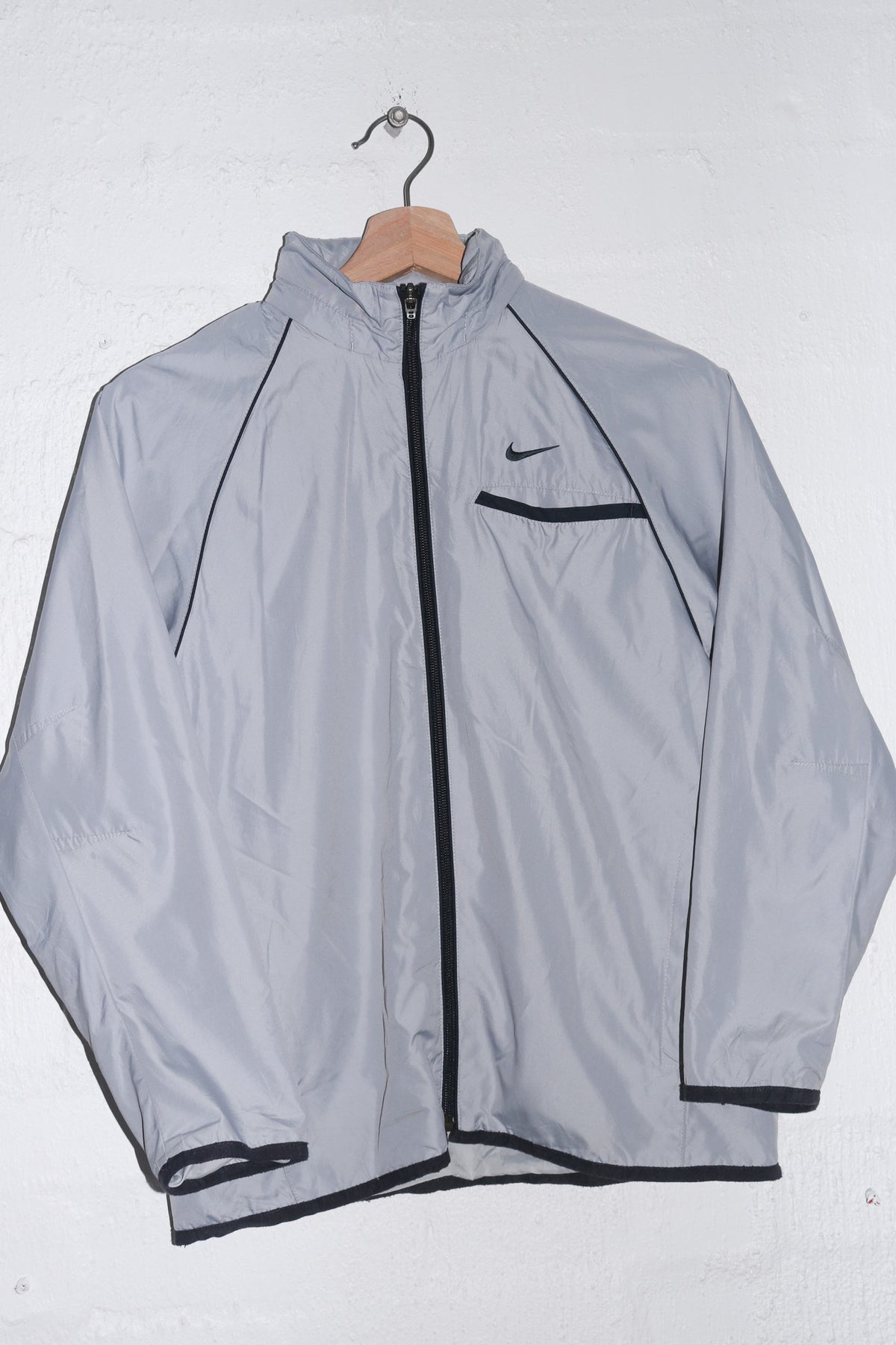 Vintage Nike Embroidered Mini Swoosh Grey Track Jacket (S/S-M)