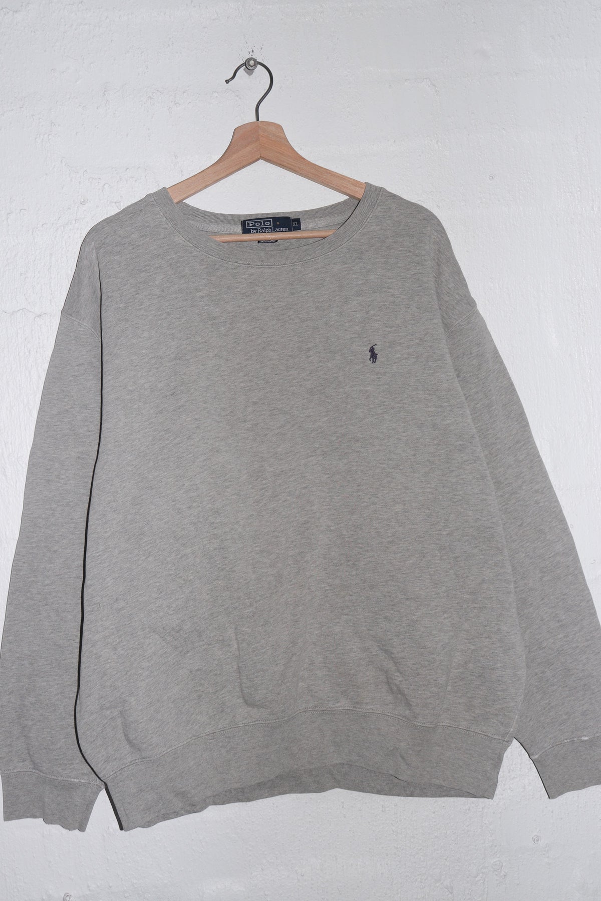 Old School Polo Ralph Lauren Embroidered Logo Grey Sweatshirt (XL)