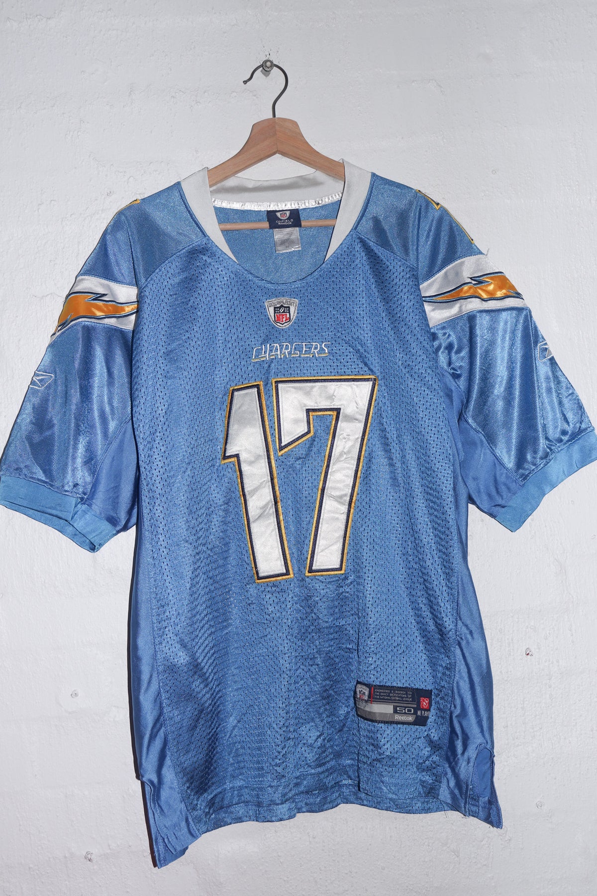 Vintage Reebok NFL San Diego Chargers Thick Football Jersey (L-XL)