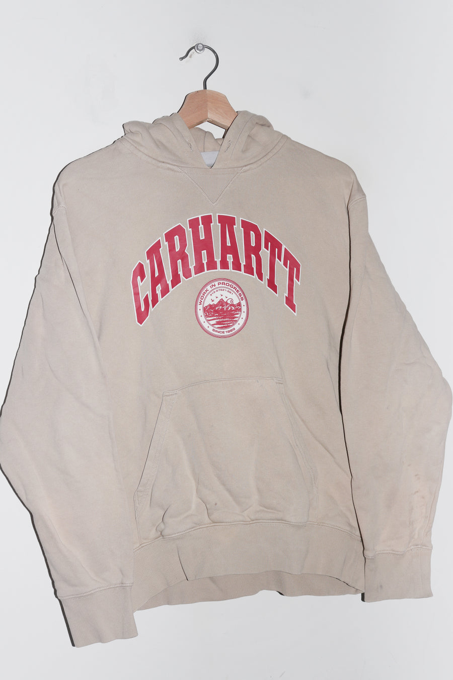 Carhartt WIP Varsity Spellout Graphic Cream Hoodie (M)