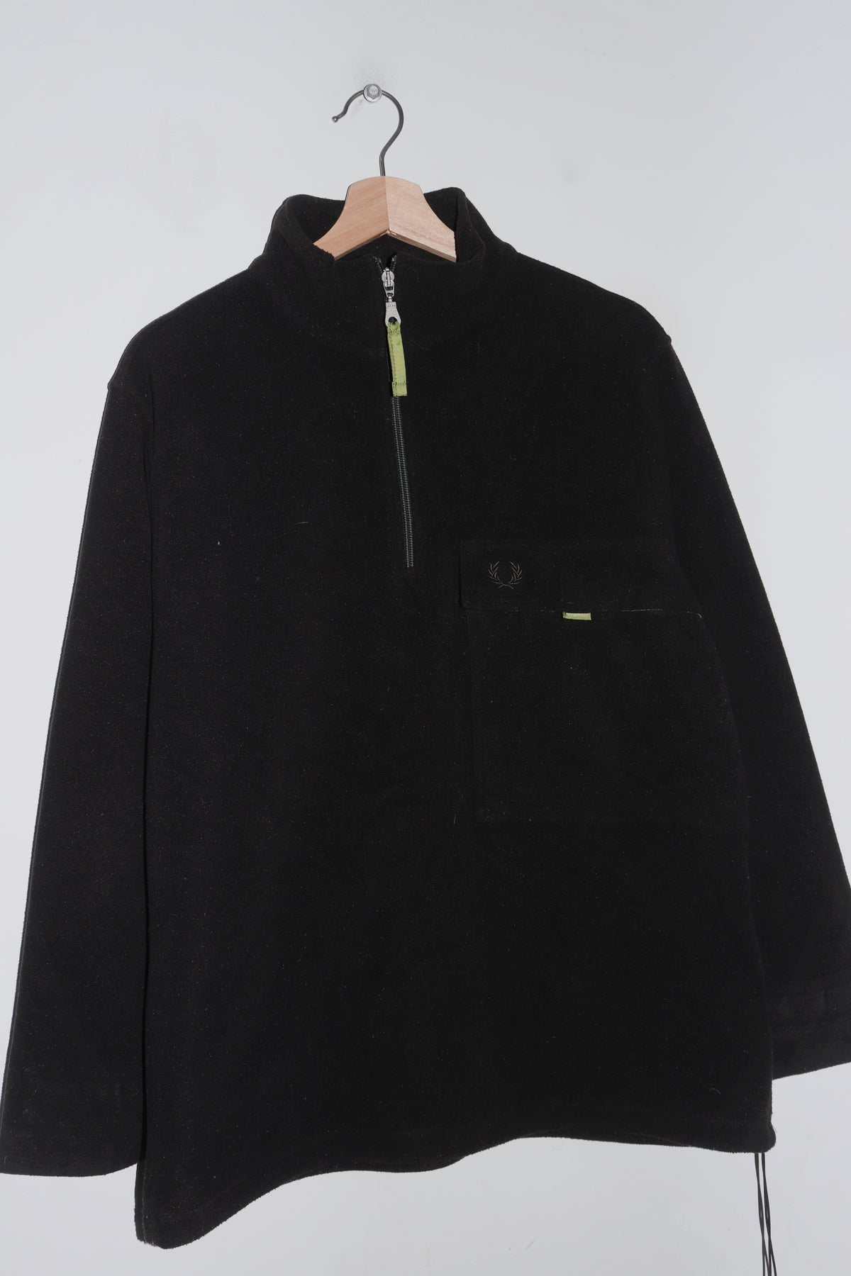 Vintage Fred Perry Embroidered Logo Forest Green Fleece Quarter Zip Jumper (M-L)