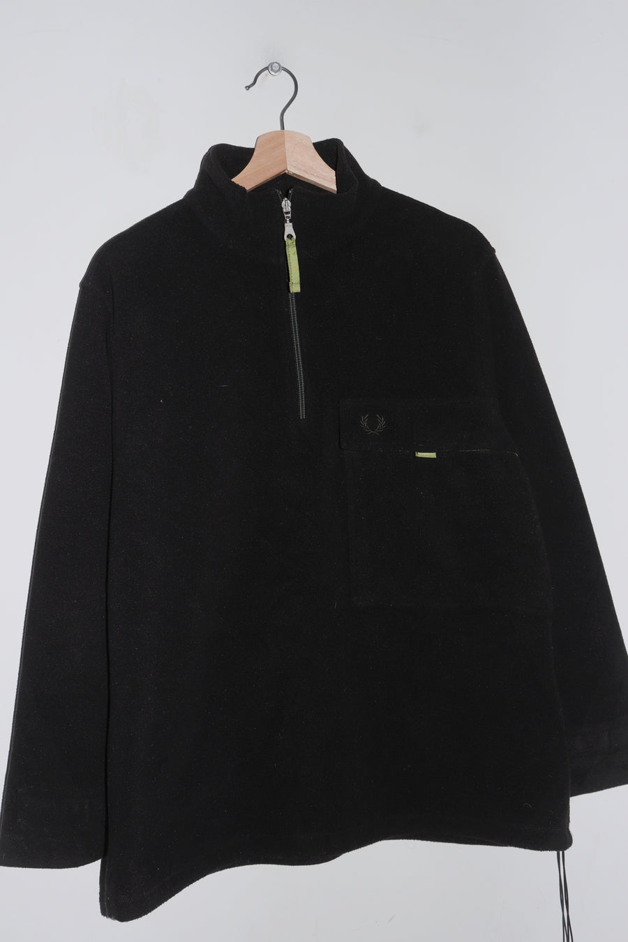 Vintage Fred Perry Embroidered Logo Forest Green Fleece Quarter Zip Jumper (M-L)