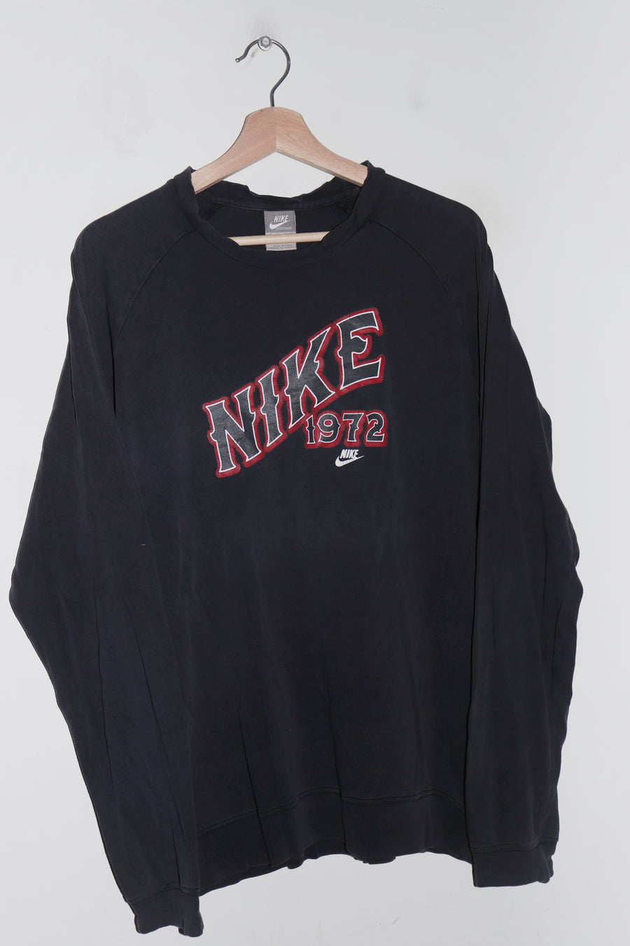 Vintage Nike Spellout Swoosh Graphic Faded Black Long Sleeve (L)