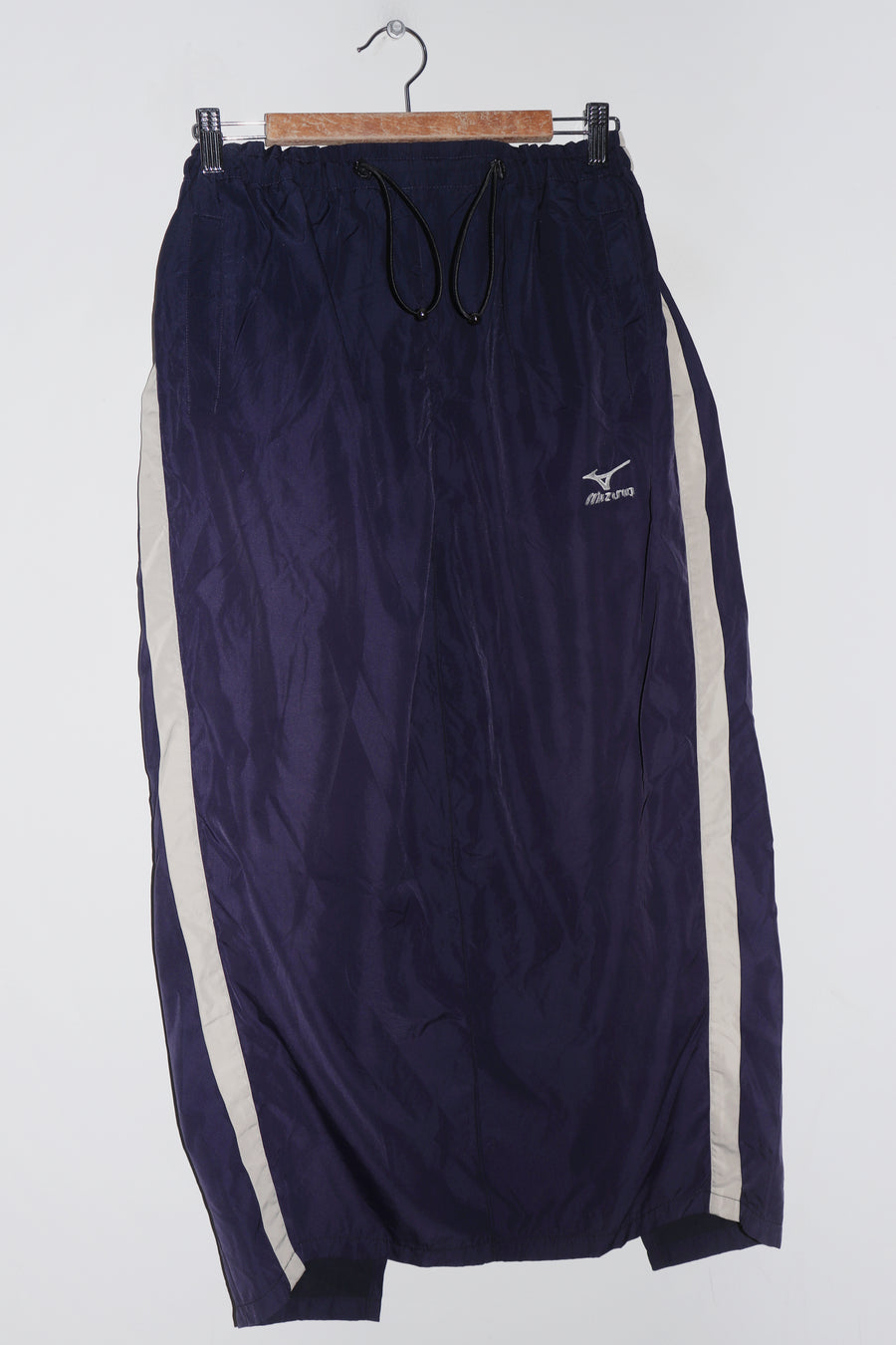 Vintage Reworked Mizuno Embroidered Logo Faded Navy Baggy Track Maxi Skirt(8-12)