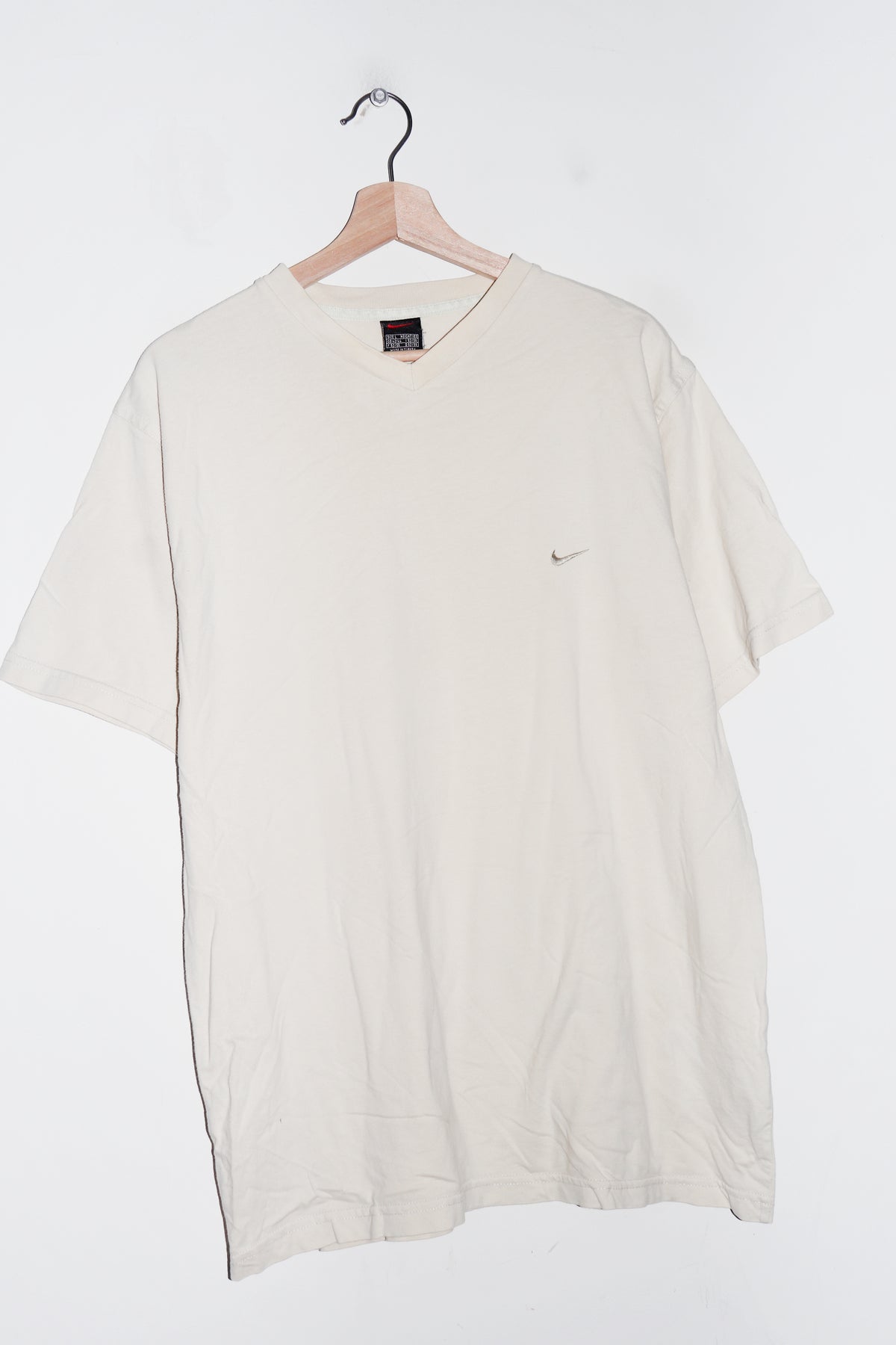 Vintage 90s Nike Embroidered Mini Swoosh Cream Tee (L)