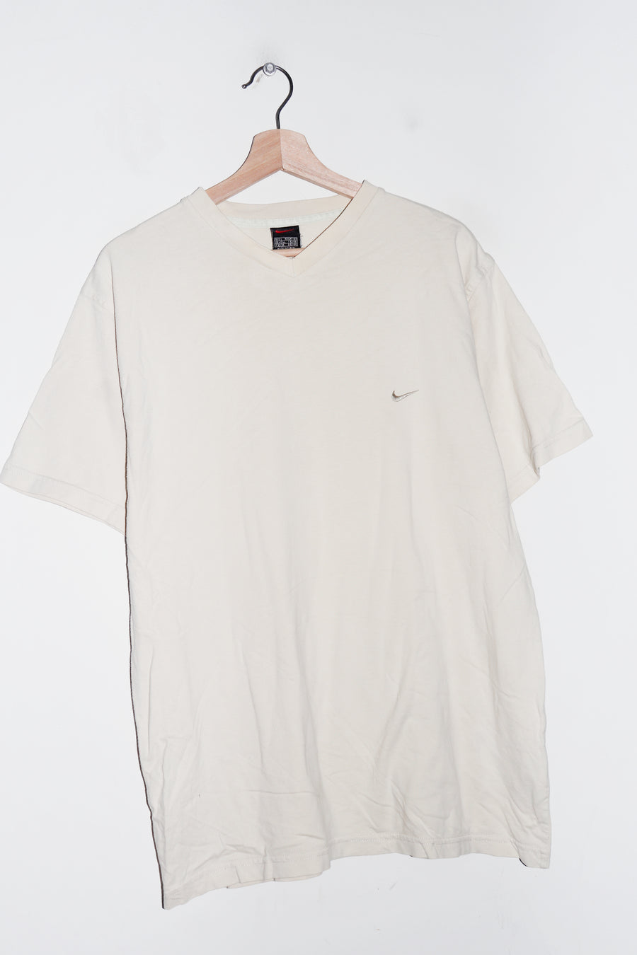Vintage 90s Nike Embroidered Mini Swoosh Cream Tee (L)